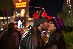 This couple shares NYE kiss outside Caesars Credit: L.E. Baskow